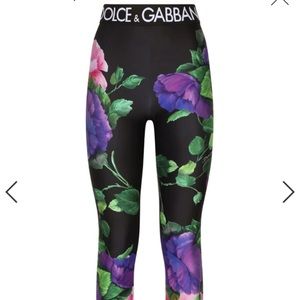Dolce & Gabbana floral print logo waist leggings